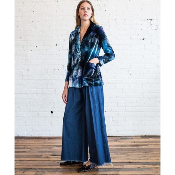 RAQUEL ALLEGRA Velvet Silk Single Breasted Tie Dye Blazer Jacket SSENSE 1 S $800 - Picture 2 of 16